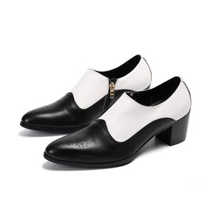 Sommer High Heels Echtes Leder Schuhe Männer Origina Patchwork Herren Hochzeit Formale Schuhe Reißverschluss Sapato Social Masculino Vestidos