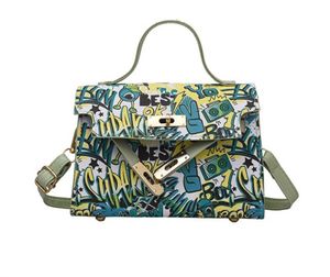 HBP Klasik Kadın Çanta Grafiti Mini Omuz Çantası Hobo Çanta Kare Siyah Eğik Çapraz Lady Tote Crossbody Messenger Çanta