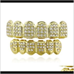 Diamond Metal Tooth Gold Silver Color Top Bottom Hiphop Teeth Caps Body Jewelry For Women Men Fashion Ldrin Grillz Grills 2Yoqn