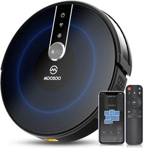 MOOSOO RT40 Robot Vacuum Cleaner Wi-Fi Connected 2200Pa Suction Quiet Super Thin Works with Alexa Ideal for Pet Hair Carpets Hard Floors
