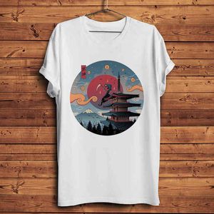 Japna Vintage Ukiyoe Death Shinigami Śmieszne Anime Tshirt Mężczyźni Lato Nowy White Casual Krótka Koszulka Unisex Ukiyo Streetwear Tee G1222