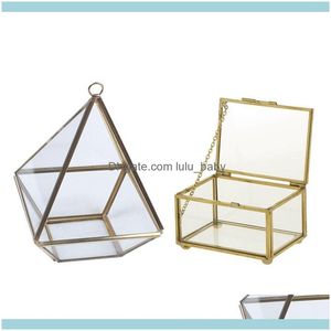 Jewelry Packaging Display Jewelryjewelry Pouches Bags Diamond Shape Box Organizer Geometry Glass Cosmetic Storage & Geometric Style Table C