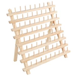 Portafilo pieghevole in legno 30/80/120 Bobine Cucito Ricamo Rack Organizzatore Appeso a parete Coni Stand Mensola Cucito 211112