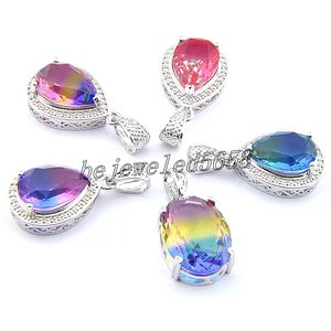Wholesale lady charms for sale - Group buy Mix Rainbow Earrings Charms Luckyshine sterling Silver Classic Teardrop Colored Bi Colored Tourmaline Necklaces Pendants For Lady Party Gift