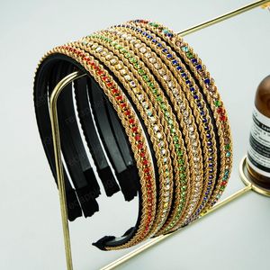 Elegantes Twist Gold Chain Stirnband Luxus Multi Color Strass Perlen Haarband Mädchen Party Haar Accessoire Lünette