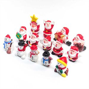 Mignon miniature peint décorations de Noël peint santa claus bonhomme de neige arbre de Noël scène décorations cadeau gâteau mixte maison décoration