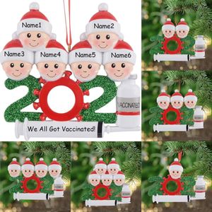 2021 Quarantine Personalized Resin Christmas Decorations DIY Hanging Ornament Cute Snowman Pendant Social Party Gifts Fast Delivery Family of 1-7