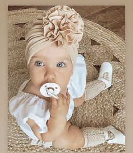 Cute Solid Stripe Flower Baby Girls Hat Niemowlak Maluch Dzieci Dziewczyna Knot Turban Dzieci Czapka Czapka Photo Rekwizyty Prezenty 0445