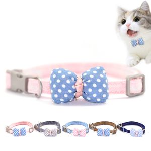 Collari per cani Gioielli Teddy Plaid Cotton Filled Bow Collare singolo Traction Cat