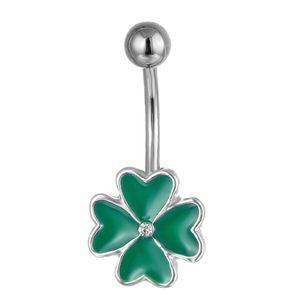 YYJFF D0751 Clover Green Color Belly Navel Stud