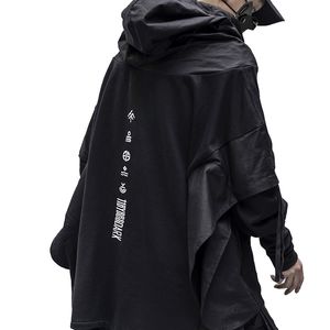 Techwear Hoodie Men Black Gothic Cosplay Japansk Streetwear Kläder 211229