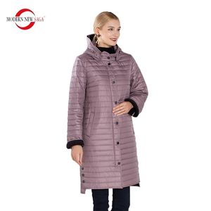 MODERN SAGA Autunno Donna Cappotto Trapuntato Primavera Caldo Parka Giacca lunga Cappotto imbottito in cotone Fodera in pile 211008