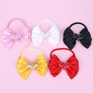 Baby Mädchen Bowknot Stirnband Kinder Doppel Schichten Herz Haarband Kinder Elastische Bandanas Kopf Band