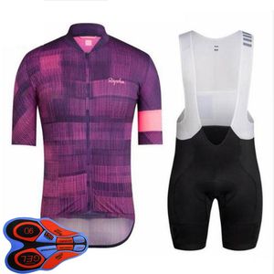 Mens Rapha Team Cykling Jersey Bib Shorts Set Racing Cykel Kläder Maillot Ciclismo Sommar Snabb Torr MTB Bike Kläder Sportkläder Y21041028