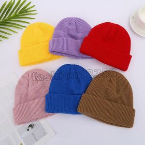 Männer Beanie Strickmützen Boy Skullcap Sailor Caps Manschetten Mode Kurze Mütze Einfarbig Unisex Winter Warme Mütze Roll-up-Rand