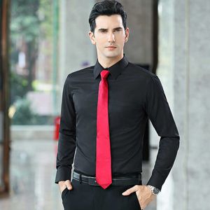 8XL Big Size Men Dress Shirt Long Sleeve Fashion Black Business Casual Solid Formal Regular Fit Twill Pocket Male Clothing 210609