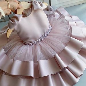 Abiti da ragazza Vestito da bambino nato Bownot 1 anno Ragazze 2 ° compleanno Tutu Abito da battesimo Matrimonio Battesimo Abiti da festa per bambini