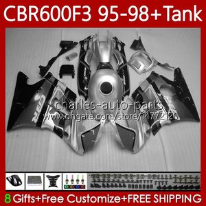 Bodywork For HONDA +Tank 600FS CBR600F3 600CC 1995-1998 Body 64No.241 CBR 600 Black silver CBR600 F3 FS CC 600F3 95 96 97 98 CBR600FS CBR-600 1995 1996 1997 1998 Fairing