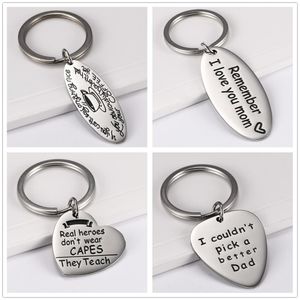 10 pçs / set Message Message Coração Chaveiro Chaveiro Chaveiro de Aço Inoxidável Keyring Pingente para para Bag Presente de Ano Novo para Mamãe Pai Professor