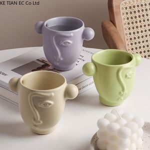 Tazze europee faccia ceramica tazza di caffè creativo carattere creativo coppia tazza 260ml moderno home ufficio pomeriggio tè prima colazione latte