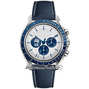 42mm Miyota Quratz Chronograph Mens Watch 310.32.42.50.02.001 Blue Ceramic Bezel White Dial Nylone Strap Stopwatch Puretime I11a1