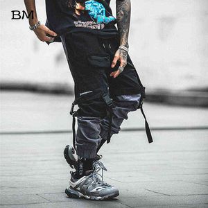 Hip Hop Joggers Mężczyźni Koreański Styl Streetwear Spodnie Techwear Mody Modis Casual Cargo Spodnie Fashion Splited Black Kpop Spodnie H1223