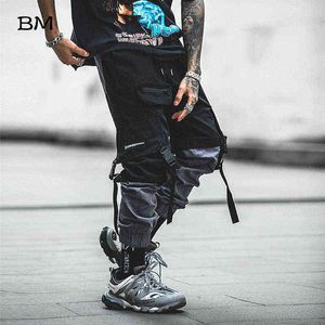 hip hop joggers men korean style streetwear techwear pants men modis casual cargo pants Fashion Spliced black kpop trousers H1223