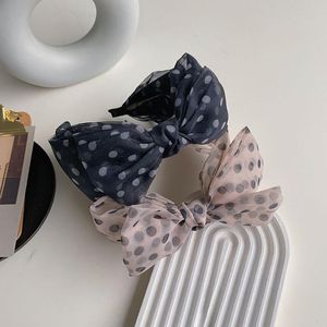 Mesh polka dot bowknot huvudband mode hår tillbehör kvinnans ansikte tvätt bredband tyg hårband boutique hårband nya