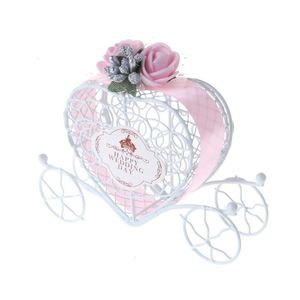 Romantisk cinderella vagn lådor formad choklad hjärta godis box bröllop favor party decor gåva