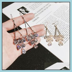 Dangle & Chandelier Earrings Jewelry Fashion Womens Crystal Water Droplets Eardrop Long S249 Drop Delivery 2021 3Fhek