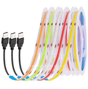 USB Power Cob LED tira luz 320 LEDs de alta densidade FOBCOB Flexible Fita LED RA90 DC 5V LED Ribbon Lâmpada Linear Dimmable Corda