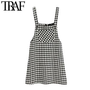 Traf Women Fashion Houndstooth Tweed pina sukienka bez rękawów