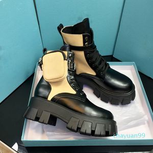 Women Designer Stylist Rois Boots Ankle Nylon Pocket Black Boot Military Inspired Combat Bootes Nylons Pouch Aatt Borttagbara väskor 6252