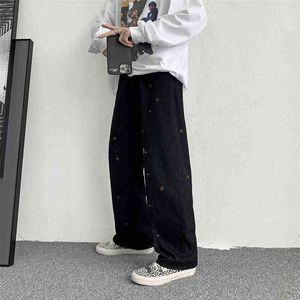 High street pants men's autumn fashion brand ins fried Street splash embroidery jeans ruffian handsome design loose straight G0104