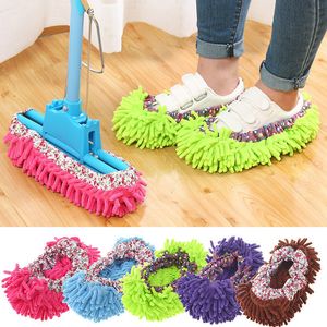 Multifunzione per la pulizia della polvere del pavimento Mop Pantofole Panni Lazy Mopping Shoes Pulizia della casa Piedi in microfibra Copriscarpe Lavabile Riutilizzabile JY0989