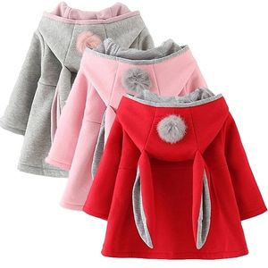 Baby Girls Toddler Jackets Kids Fall Winter Clothes For Coat Outwear Ear Hooded Sweatshirt Children Clothing 211204