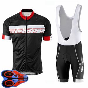 Mens Cycling Jersey Set 2021 Летняя команда Scott Team с коротким рукавом велосипедная рубашка нагрудник брюки устанавливают быструю сухую дышащую гоночную одежду размер XXS-6XL Y21041051