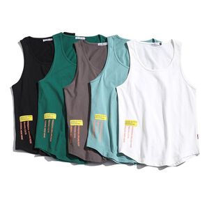 Gymlinne i 100 % bomull män Casual Lös överdimensionerad Fitness Sommar Herr Beach Singlet Japan O-neck Bodybuilding Träning Linne