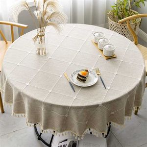 Tovaglia rotonda in cotone e lino scozzese Matrimonio e banchetto Panno Sala da pranzo interna Cucina Decorazione esterna 211103