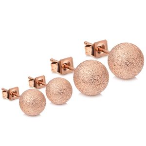 Kleine Goldkugel Ohrringe großhandel-Kleine rosafarbene vergoldete kugel edelstahl mode ohrringe set frauen