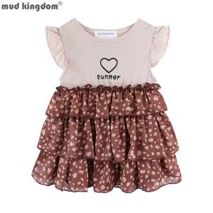 Mudkingdom Summer Baby Girl Dress Losteed Heart Cheetah Toddler Dresses dla dzieci Wzburzyć Rękawów Dziewczyny Ubrania Leopard Print Party 210615