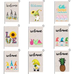 Summer Garden Flag Gnomes de frutas Tamanho duplo Tamanho Decorativo Exterior Decorativo Pendurado Summers Summers Temporada Banner 32 * 47cm SN3903