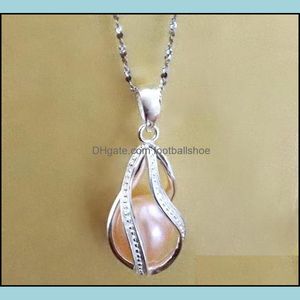 Pendant Necklaces & Pendants Jewelry 18Kgp Twisted Teardrop Shape Pearl Bead Locket Cage, Sterling Sier Helix Mounting For Diy Bracelet Neck