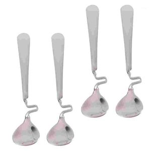 Skedar 4PCS Rostfritt stål honungsblandning Curving handtag kaffe (silver)