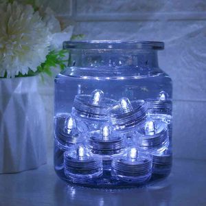 12ピース ロットLED茶ライト水中防水ティローの結婚式のパーティーフレームレスの花瓶蝋燭w 電池のクールな白い照明H1222