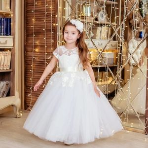 Long Girls Pageant Gowns With Ribbon Belt Birthday Party Dress