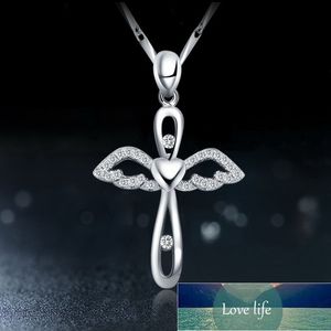 Halskette zierlich Strass Süßer Kreuz Anhänger Choker Schmuck Frauen Silber Farbe Kette Angel Wings Anweisung Party Hochzeit Geschenke Fabrik Preis Experten Design