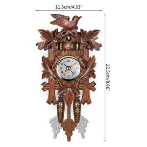 Timers Antique Wood Cuco Relógio De Parede Pássaro Tempo Bell Balanço Alarme Relógio Decoração Home