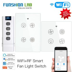 Wholesale smart ceiling fans for sale - Group buy Smart Home Control WiFi RF Ceiling Fan Light Way Life Tuya APP Remote Speed Alexa Google Compatible