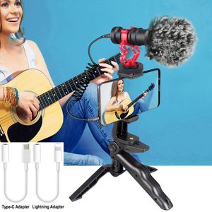 Microphone For Phone Condenser Mini Karaoke Professional Video Camera PC Mic Singing With Shock Mount And Tripod